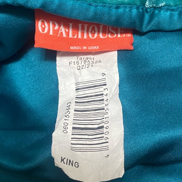 Anthropologie Opal House Teal Velour Tufted Quilt Comforter king - Picture 6 of 8